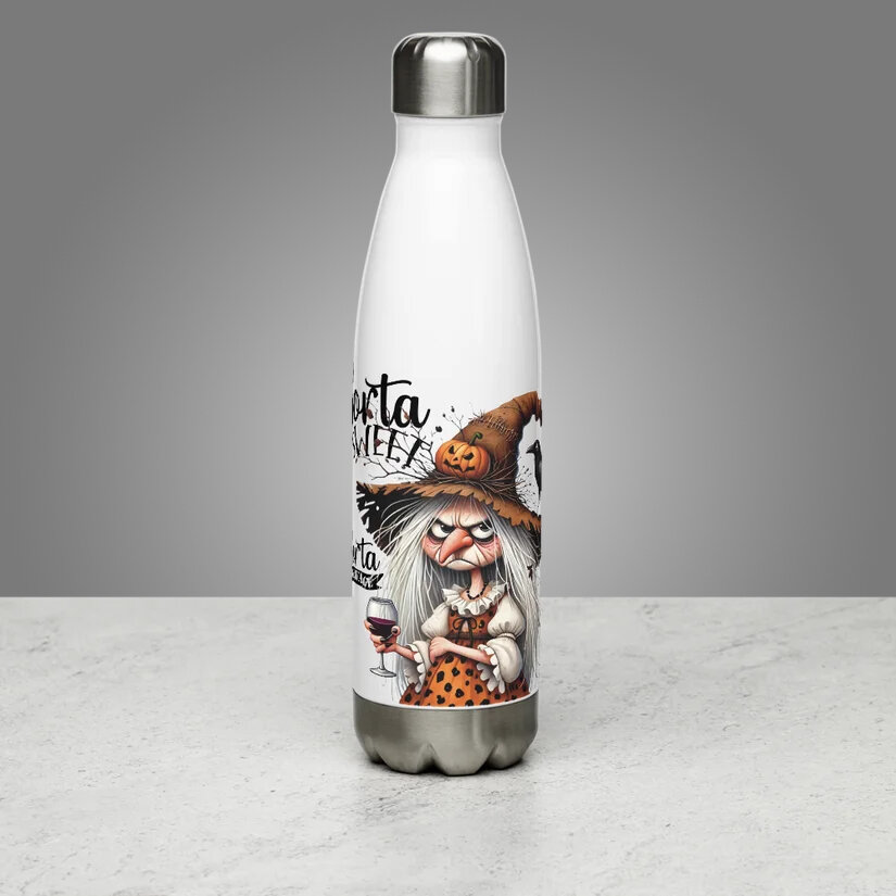 HalloweenCuteWitchwithWineGlassandRaven-StainlessSteelWater-1